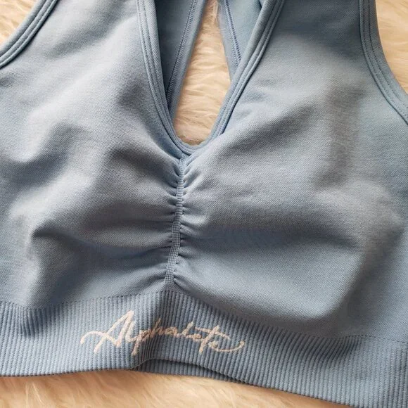 Alphalete Amplify Bra Blue Seamless Longline size S - Picture 9 of 10